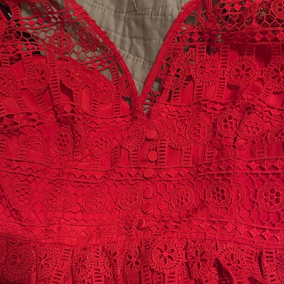 Self-Portrait Red Lace Midi Dress - Picture 11 of 11